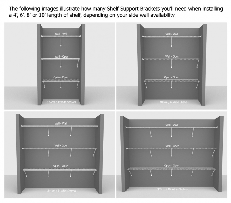 1166 - Shelf Support Bracket, 48.3cm/19inches in length (40.6cm / 16'' position)