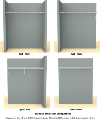 Shelf & Rod Pre-Pack Shelf Kits - Available in 2', 3', 4', 6' & 8' Lengths
