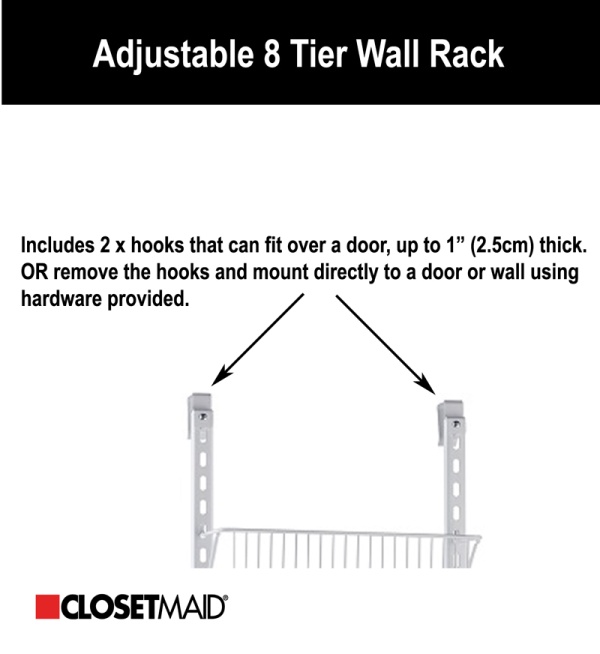 Wall Rack Adjustable 1231 - Adjustable 8 Tier Wall Rack 12inch Wide