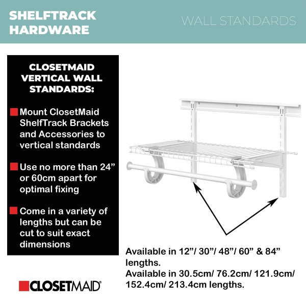 ClosetMaid 48-in White Adjustable Height Shelving Upright Standard