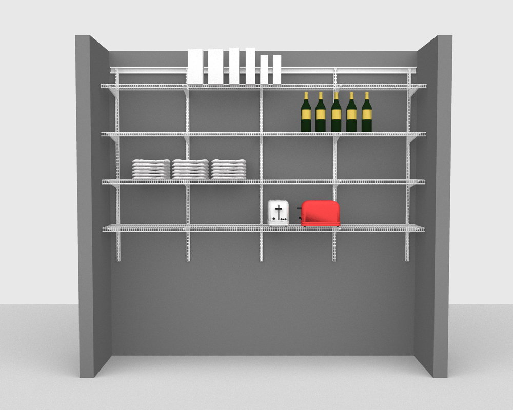 Adjustable Package 3 ShelfTrack with CloseMesh shelving up to 244cm