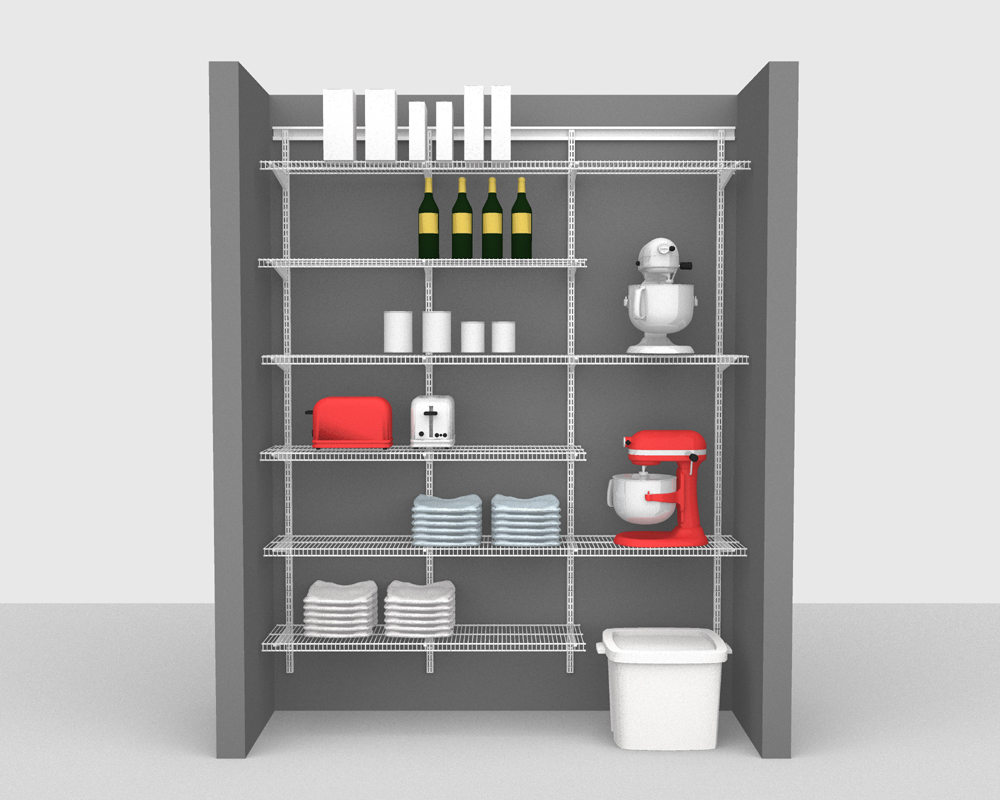 Adjustable Package 4 ShelfTrack with CloseMesh shelving up to 183cm