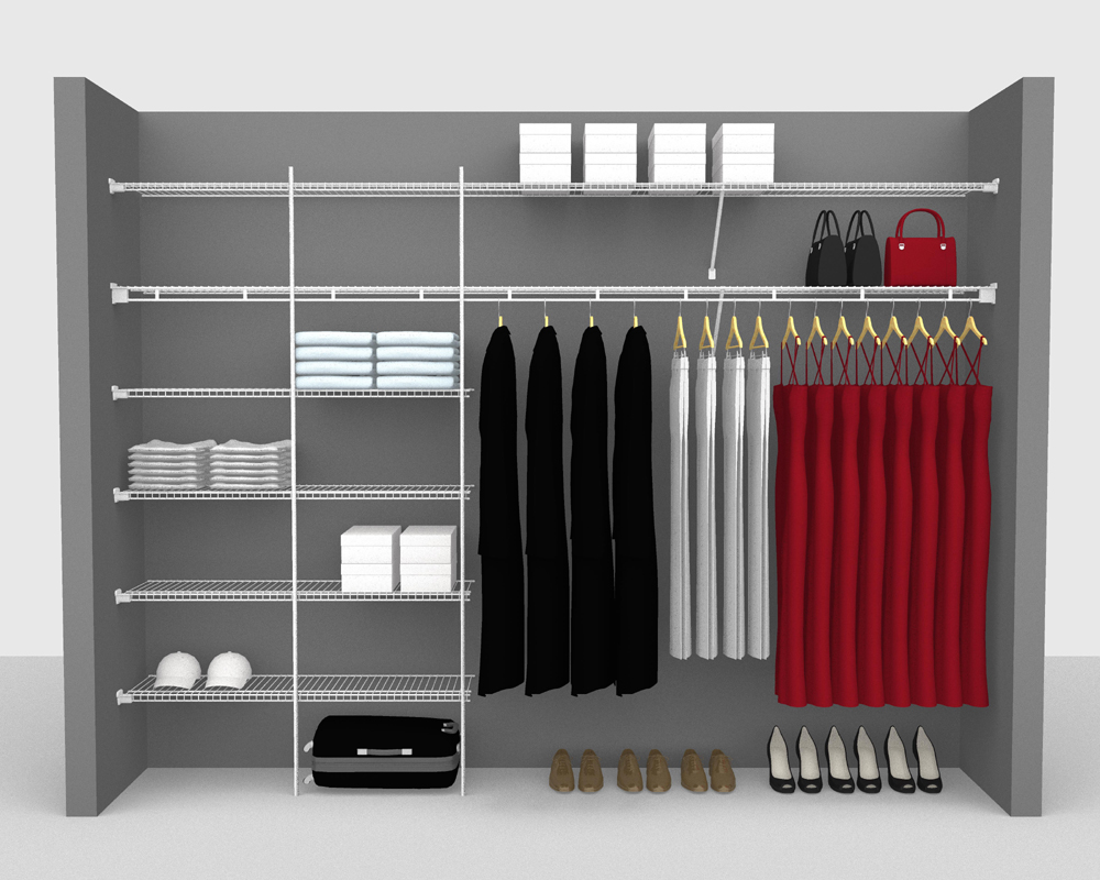 Fixed Mount Package 3 Shelf & Rod shelving up to 305cm / 10' wide