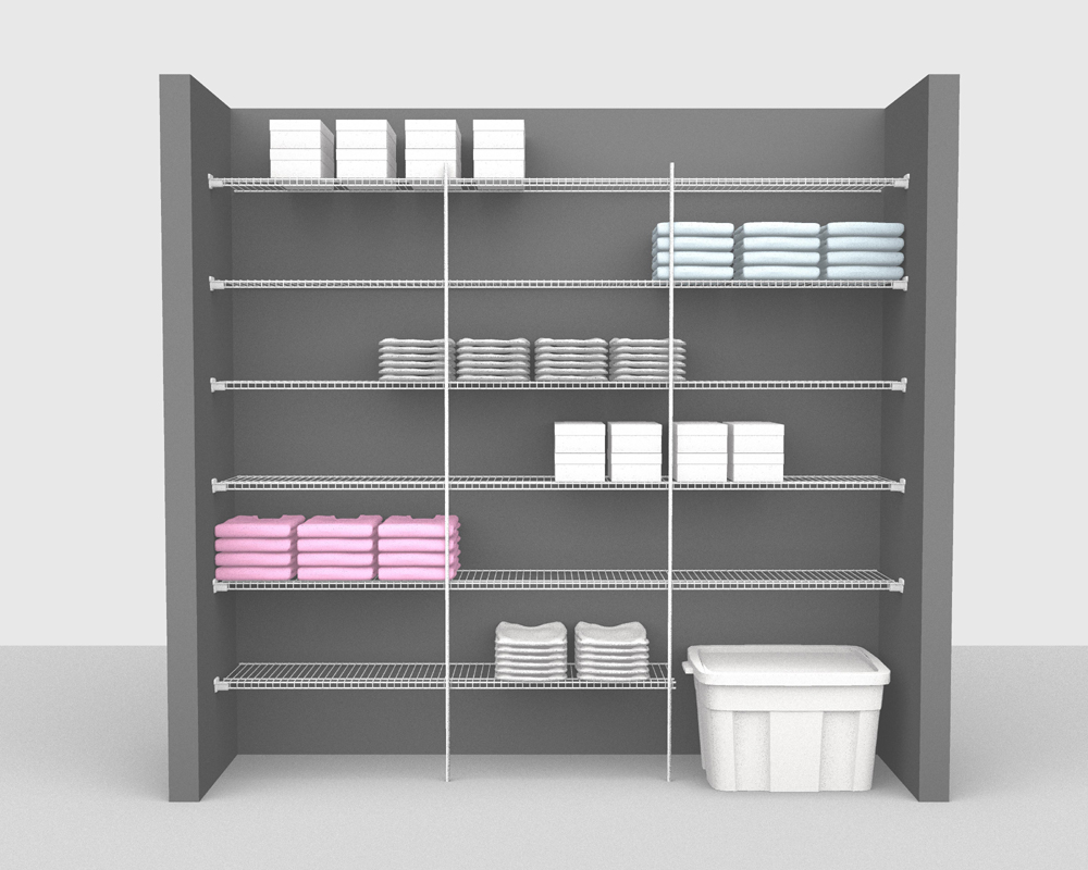 Fixed Mount Package 2 Linen shelving up to 244cm 8 wide