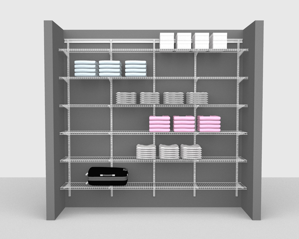 Adjustable Package 1 ShelfTrack with Linen shelving up to 244cm / 8' wide